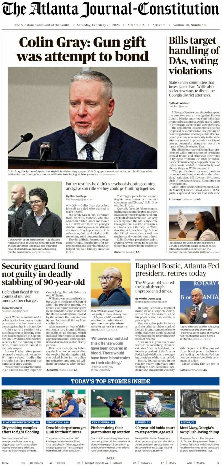 Portada de The Atlanta Journal-Constitution (USA)