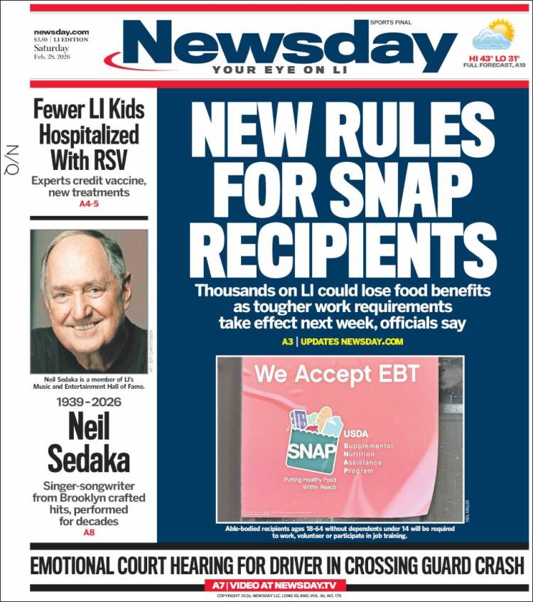 Portada de Newsday (USA)