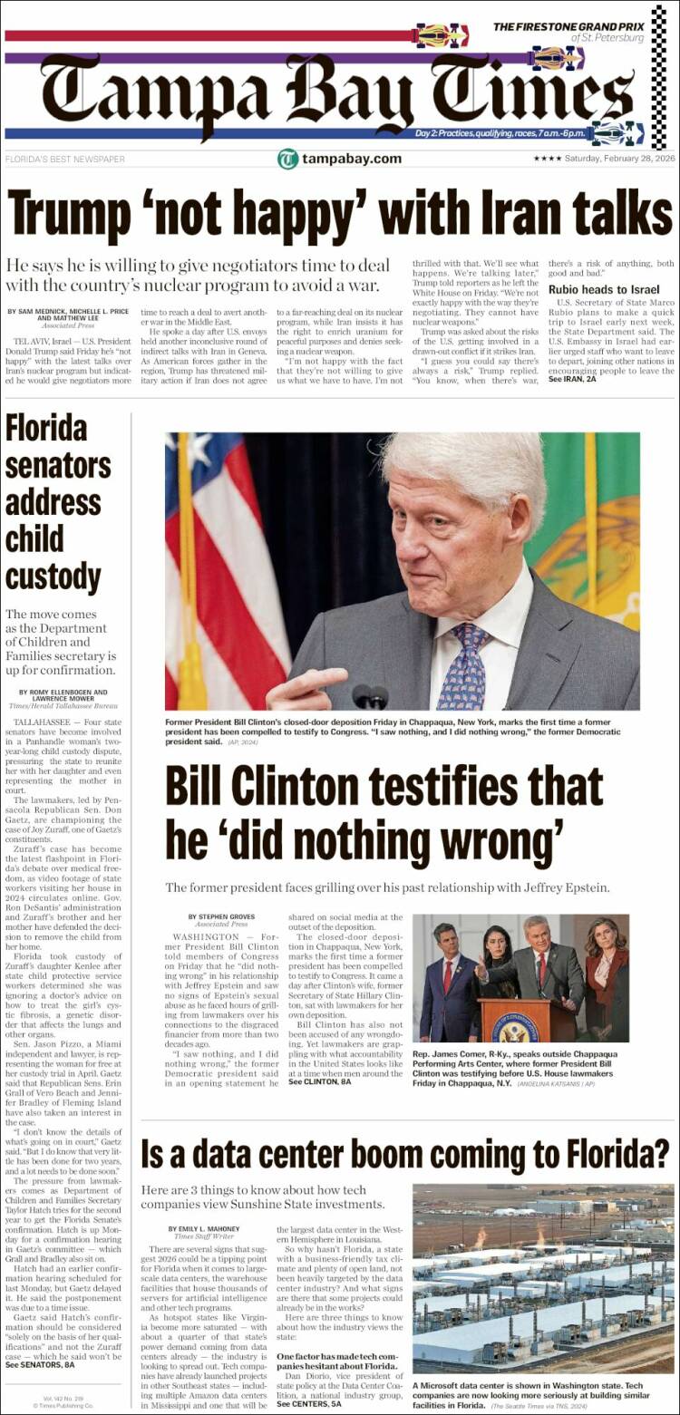 Portada de Tampa Bay Times (USA)