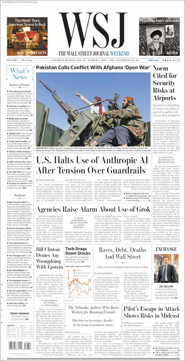 Portada de Wall Street Journal (USA)