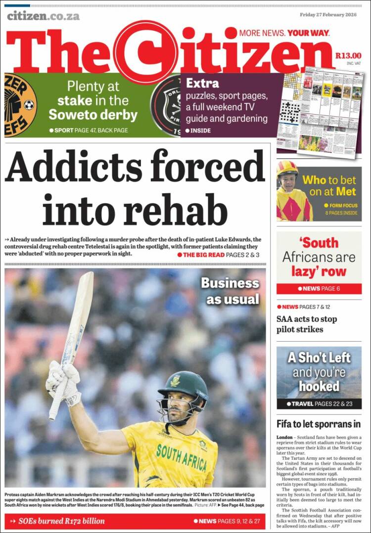 Portada de The Citizen (Sud&aacute;frica)
