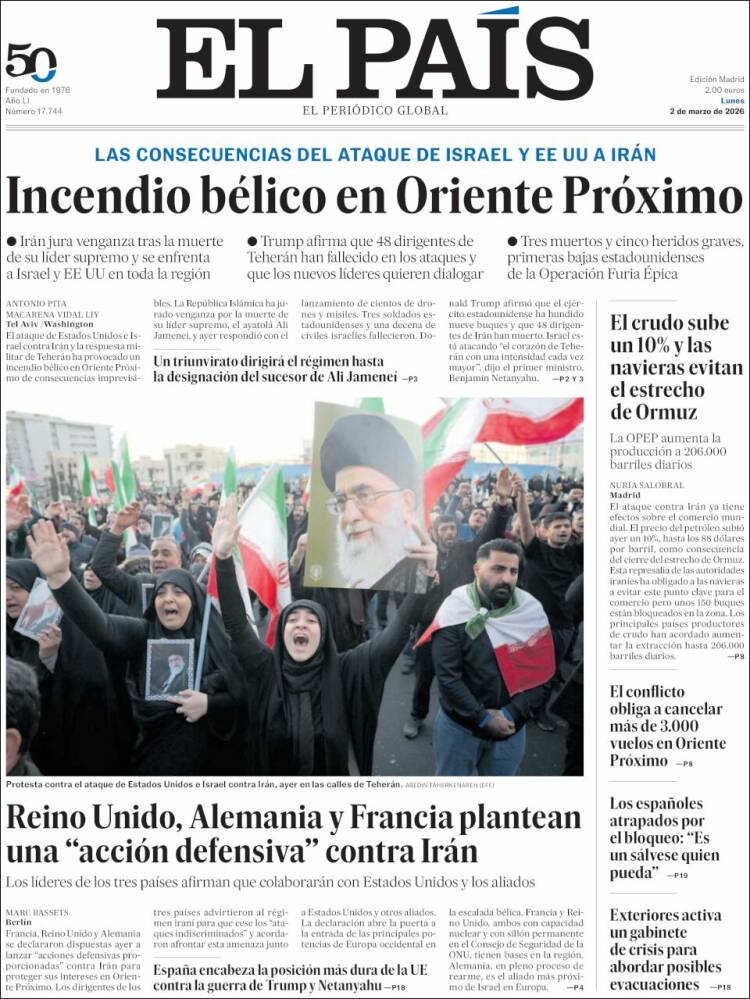 Portada de El País (España)