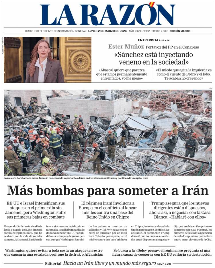 Portada de La Razón (España)
