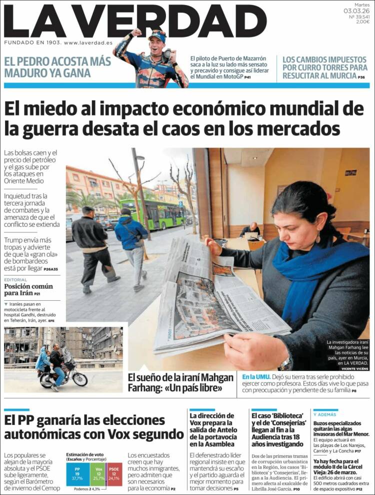 Portada de La Verdad de Murcia (Espa&ntilde;a)