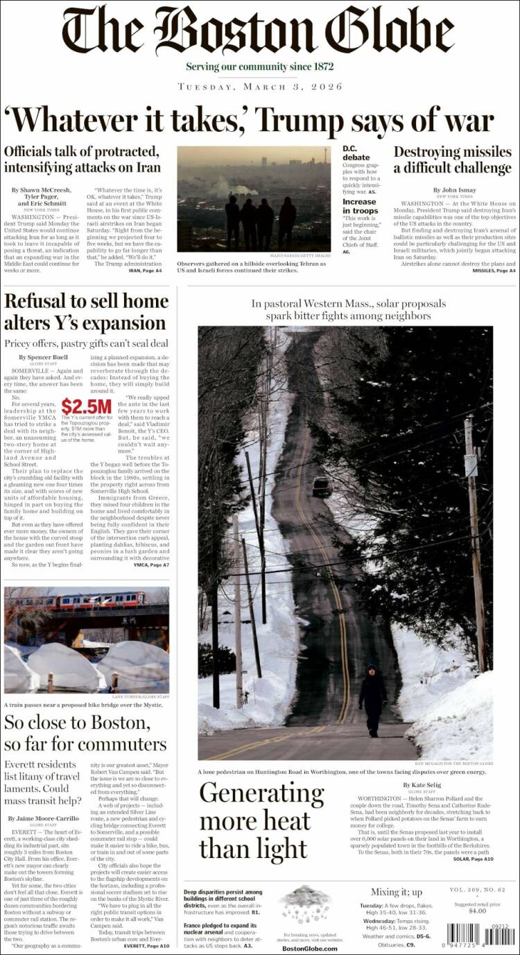 Portada de Boston Globe (&Eacute;tats-Unis)