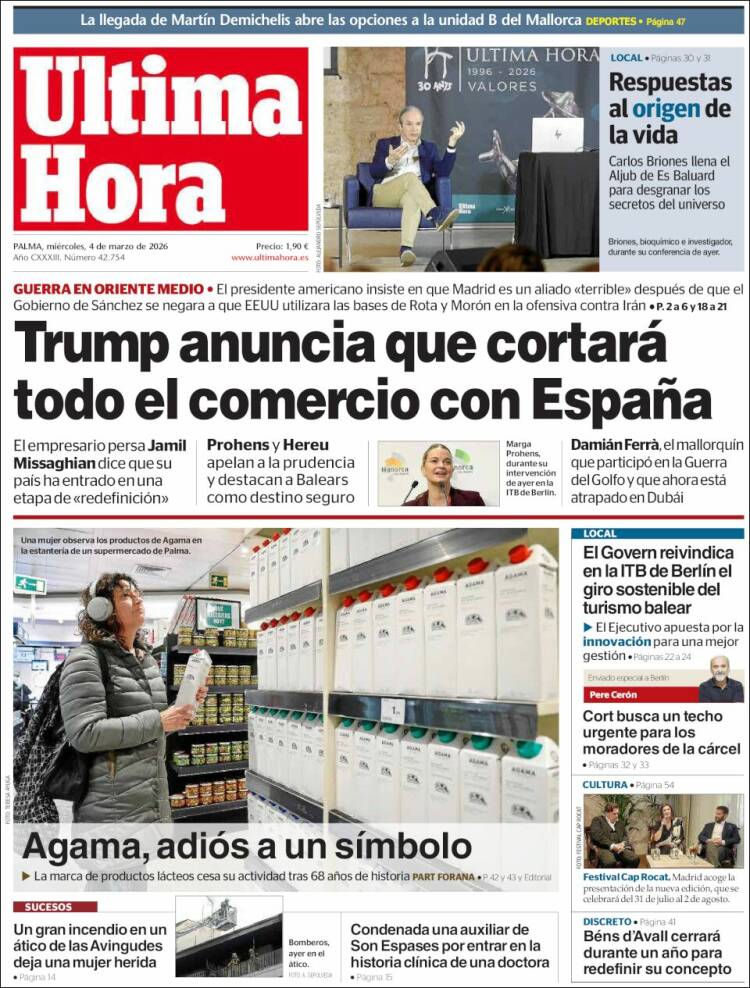 Portada de Última Hora (Espa&ntilde;a)