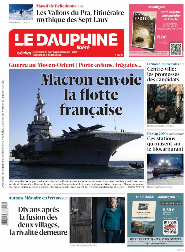 Portada de Le Dauphiné Libéré (France)