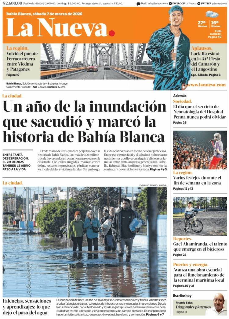 Portada de La Nueva Provincia (Argentina)