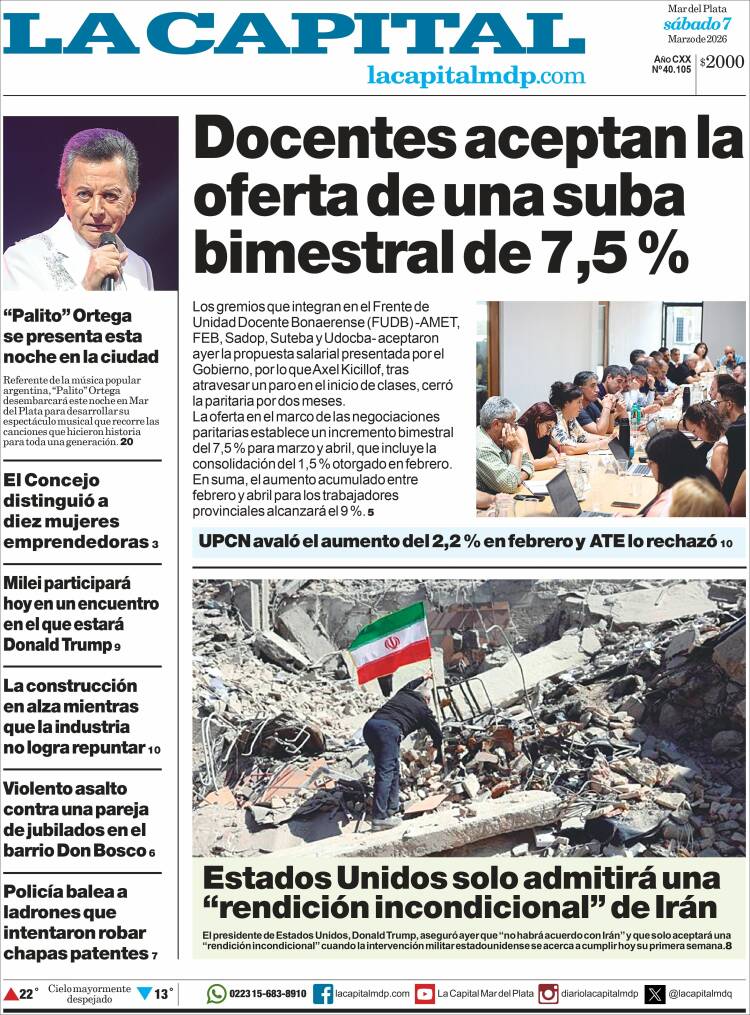 Portada de Diario La Capital - Mar del Plata (Argentina)