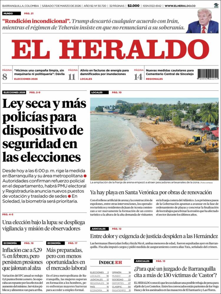 Portada de El Heraldo (Colombia)