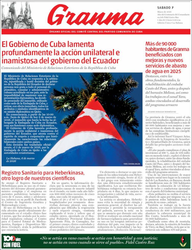 Portada de Granma (Cuba)