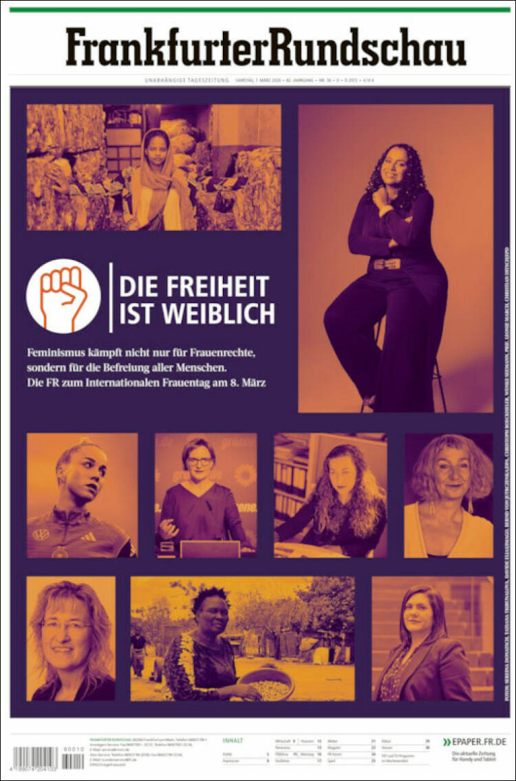 Portada de Frankfurter Rundschau (Alemania)
