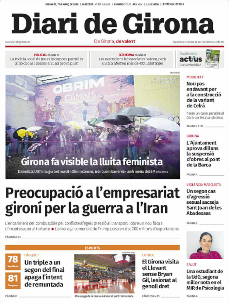 Portada de Diari de Girona (Espa&ntilde;a)