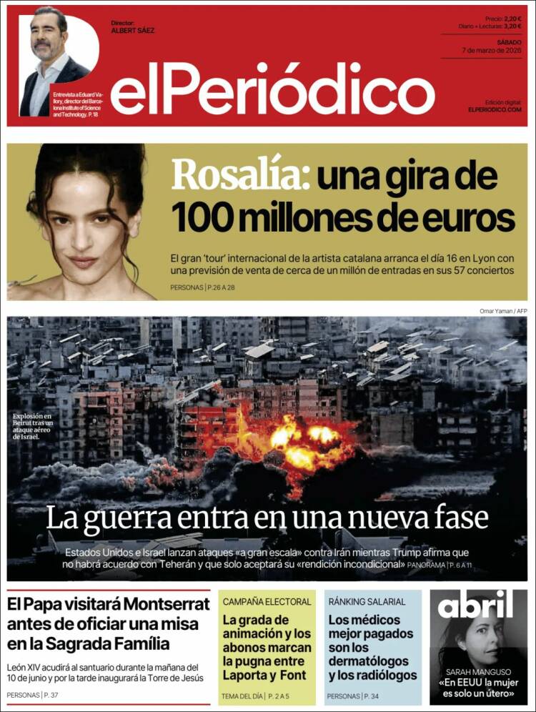 Portada de El Periódico (Espanya)
