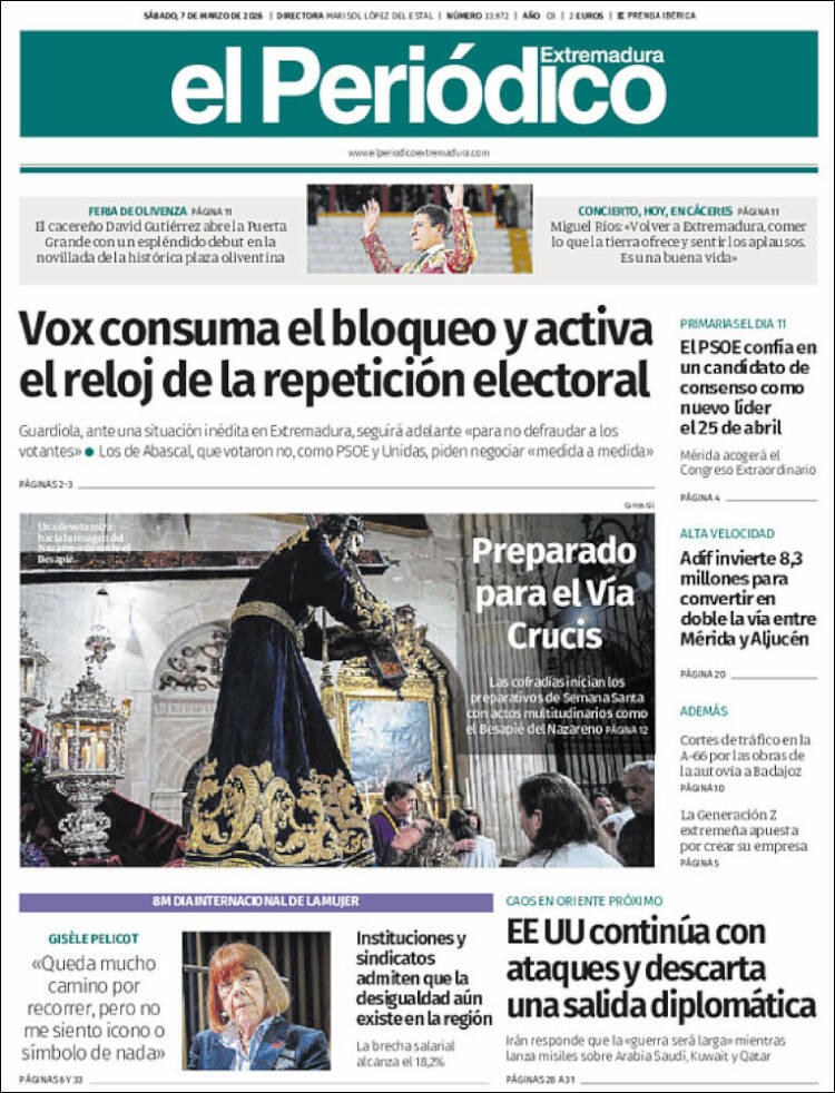Portada de El Periódico de Extremadura (Espa&ntilde;a)