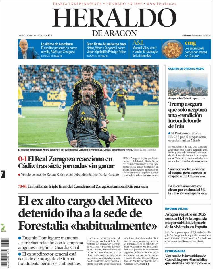 Portada de Heraldo de Aragón (Espa&ntilde;a)