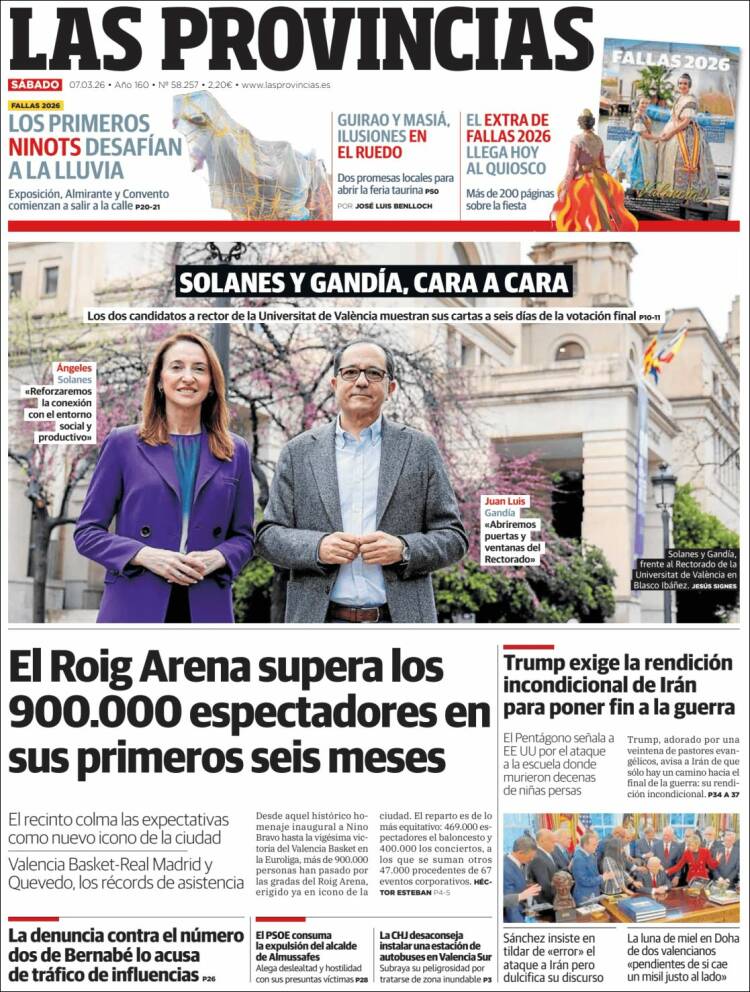 Portada de Las Provincias (Espa&ntilde;a)