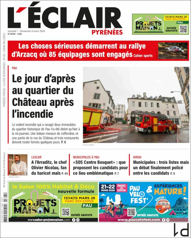 Portada de L'Eclair des Pyrénées (Francia)