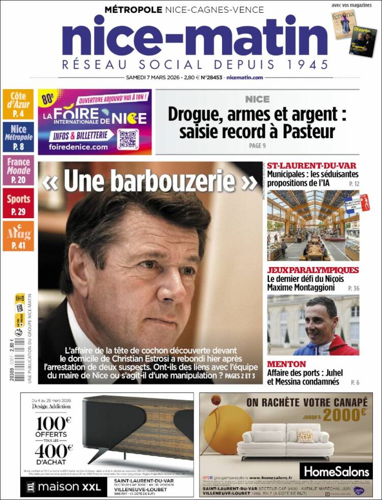 Portada de Nice-Matin (Francia)
