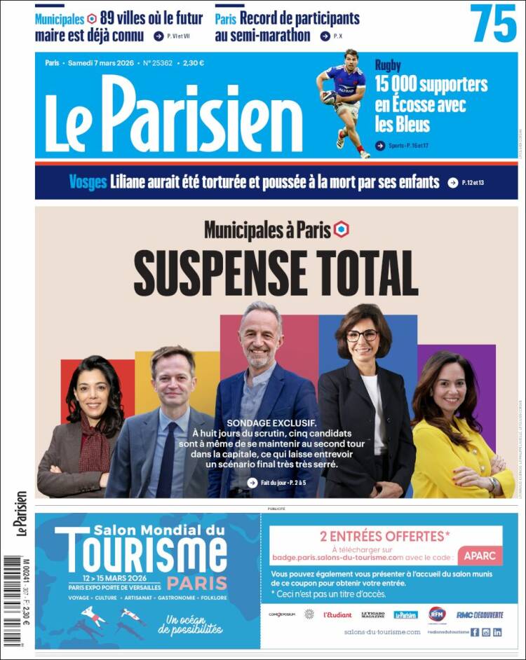 Portada de Le Parisien (Francia)