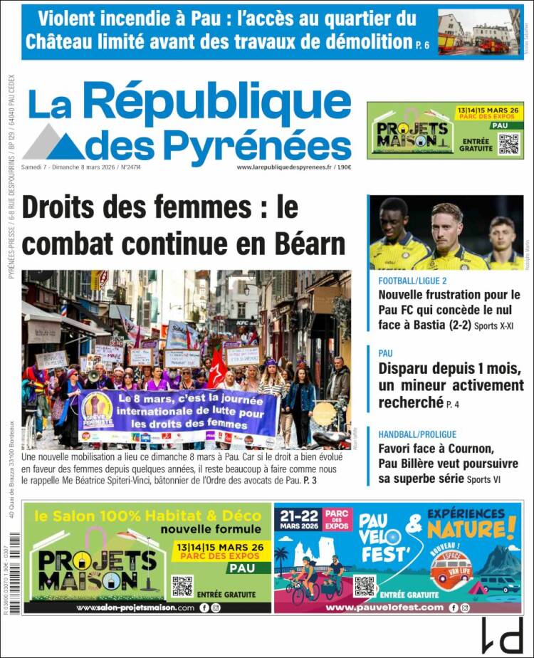 Portada de La République des Pyrénées (Francia)