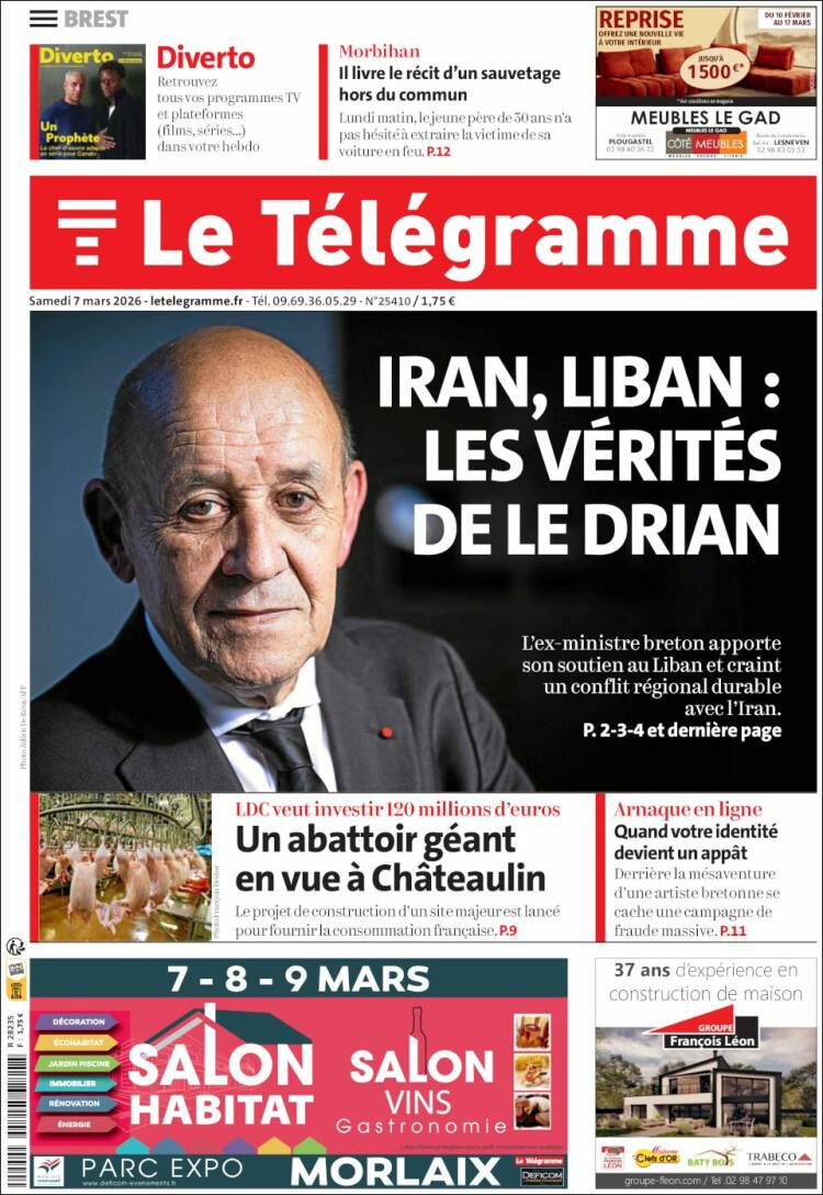 Portada de Télégramme (Francia)