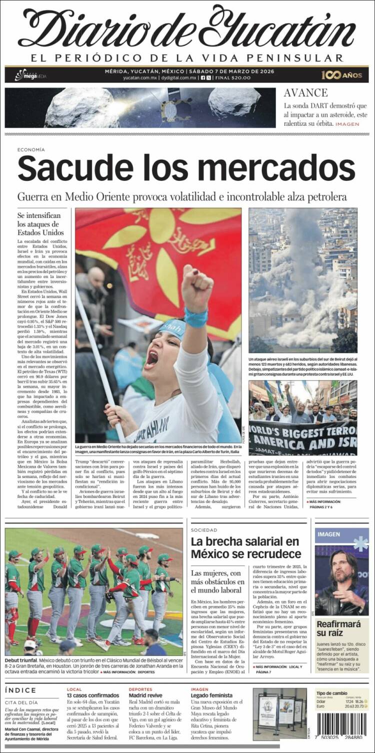 Portada de Diario de Yucatán (M&eacute;xico)