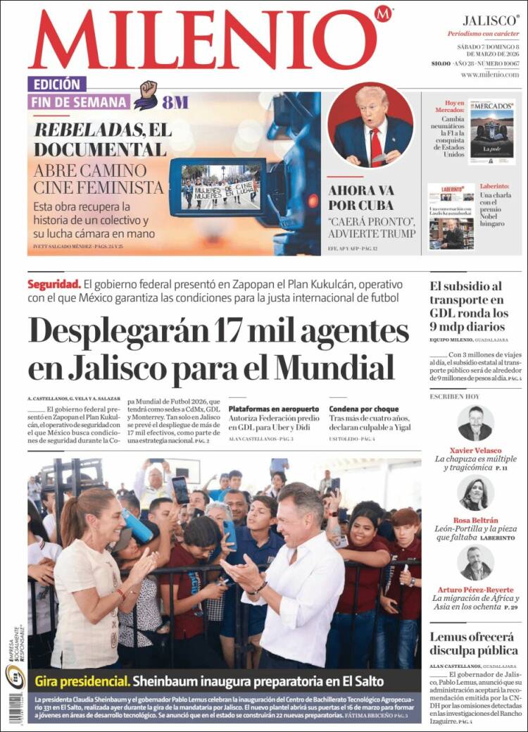 Portada de Milenio - Jalisco (M&eacute;xico)