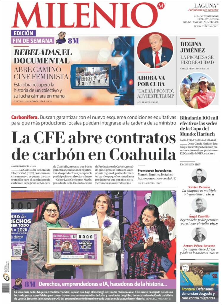 Portada de Milenio - Laguna (M&eacute;xico)