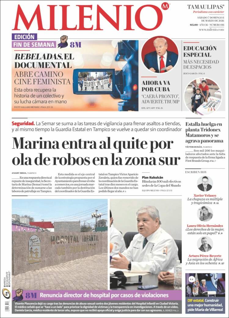 Portada de Milenio - Tamaulipas (M&eacute;xico)