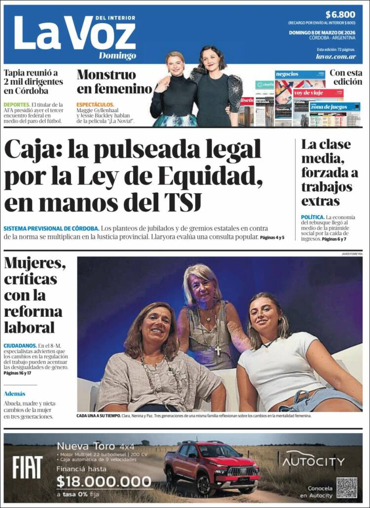 Portada de La Voz del Interior (Argentine)
