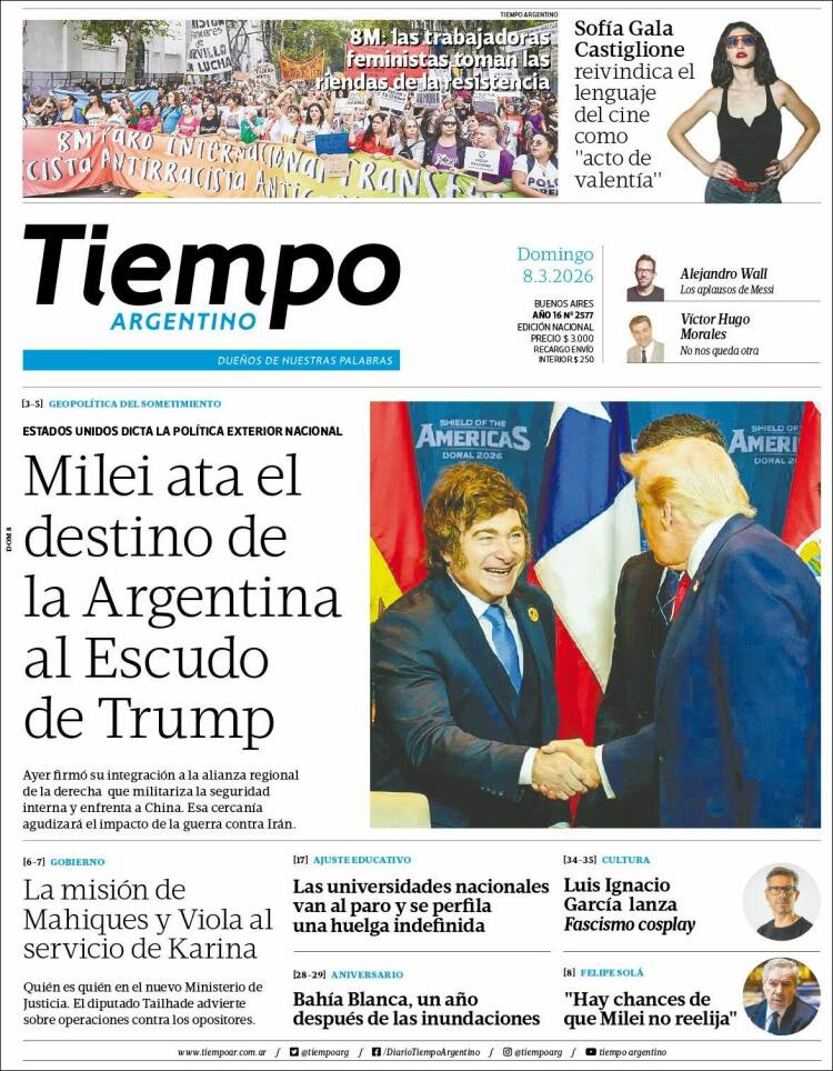 Portada de Tiempo Argentino (Argentine)