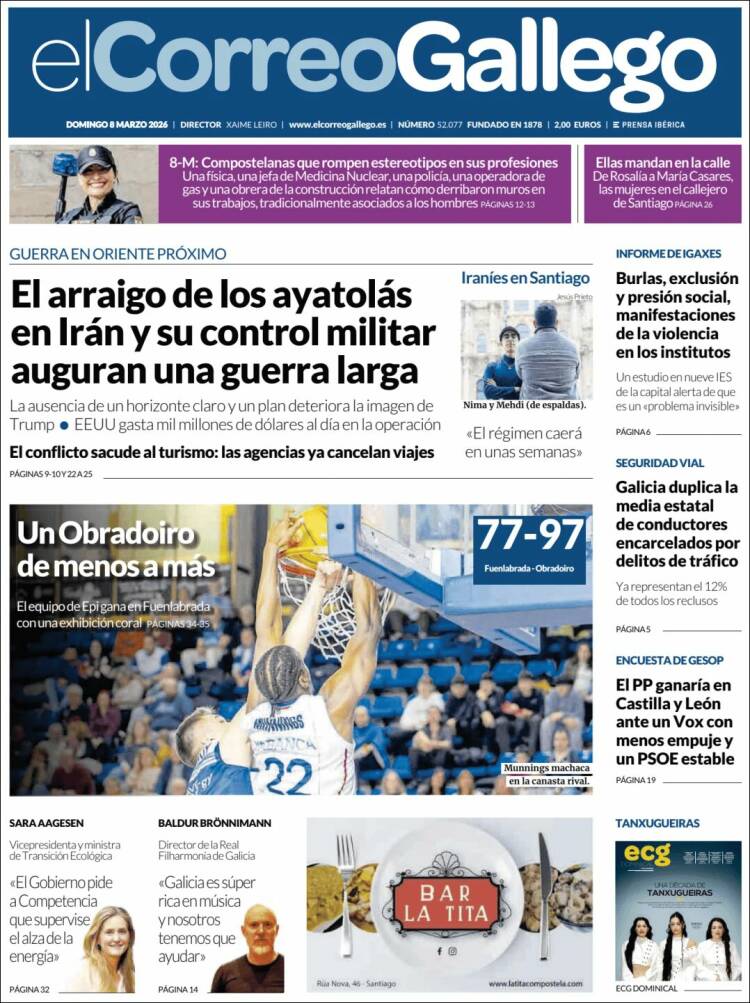 Portada de El Correo Gallego (Espagne)