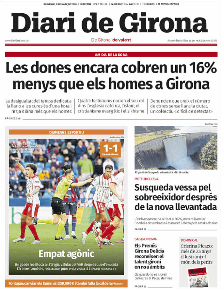 Portada de Diari de Girona (Espagne)