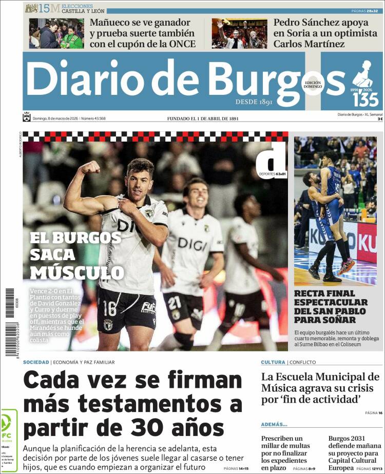 Portada de Diario de Burgos (Espagne)