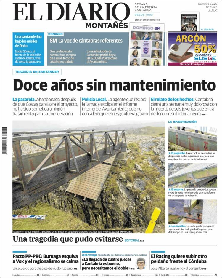 Portada de El Diario Montañés (Espagne)