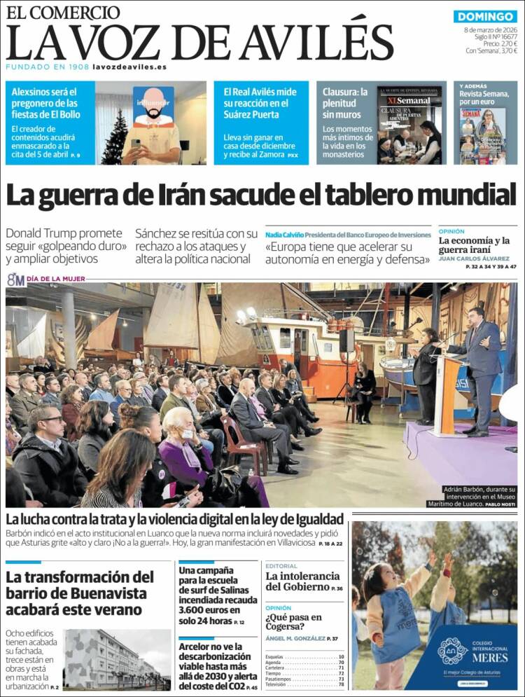 Portada de El Comercio - Avilés (Espagne)