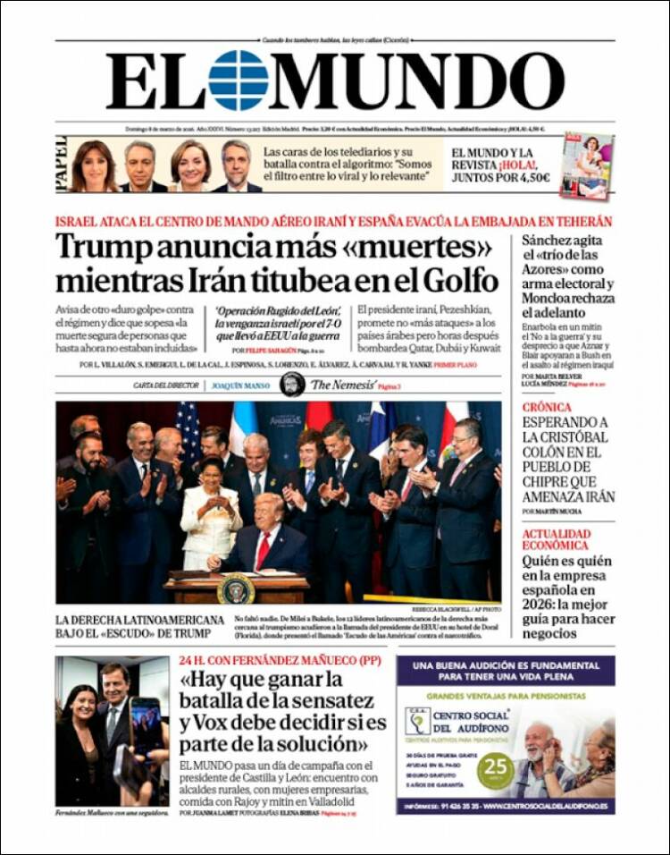 Portada d'El Mundo (Espanya)