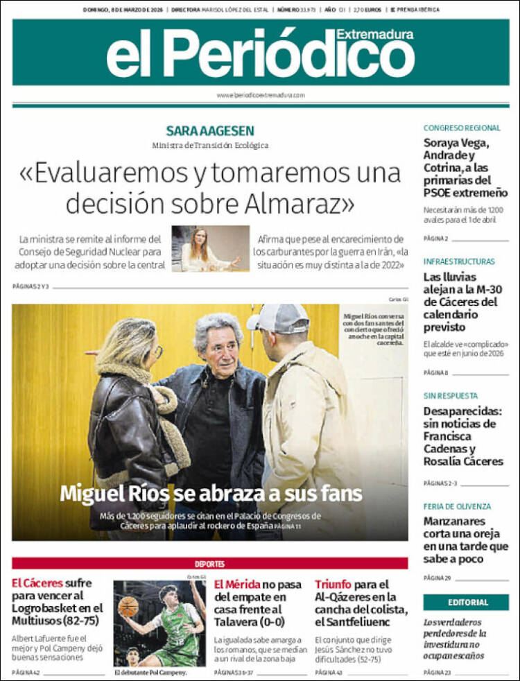 Portada de El Periódico de Extremadura (Espagne)