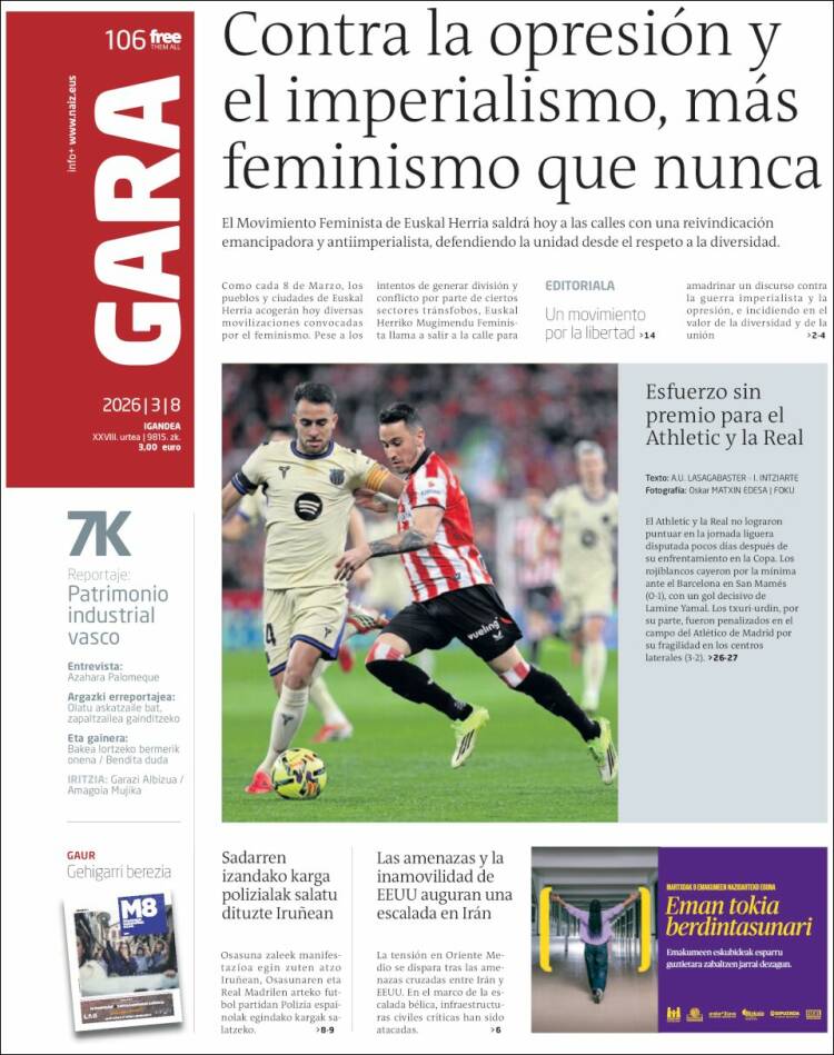 Portada de Gara (Espagne)