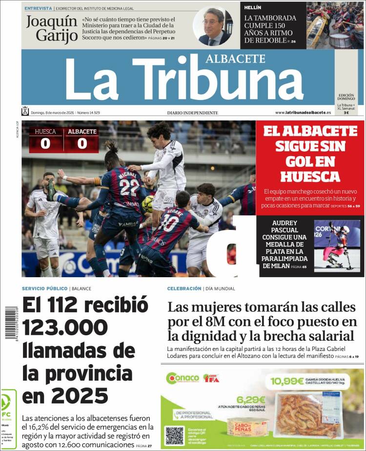 Portada de La Tribuna de Albacete (Espagne)