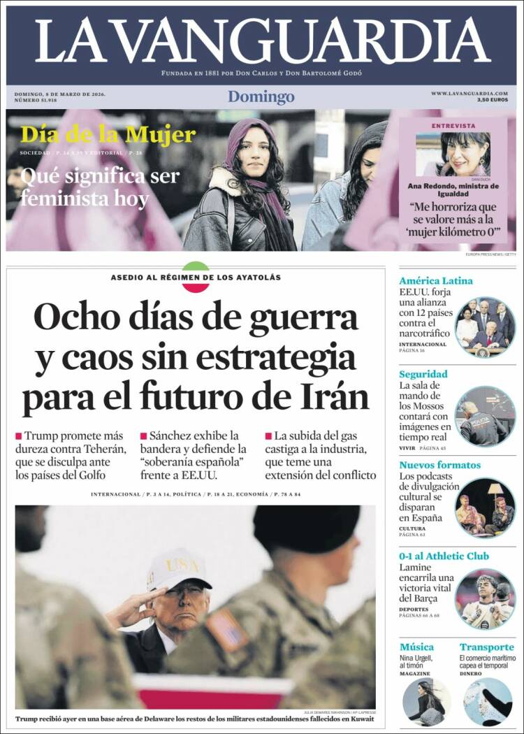 Portada de La Vanguardia (Espanya)