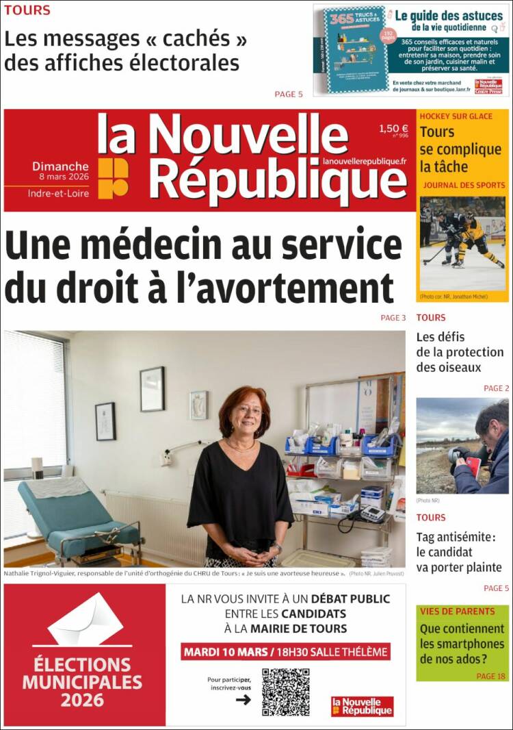 Portada de La Nouvelle Republique (France)