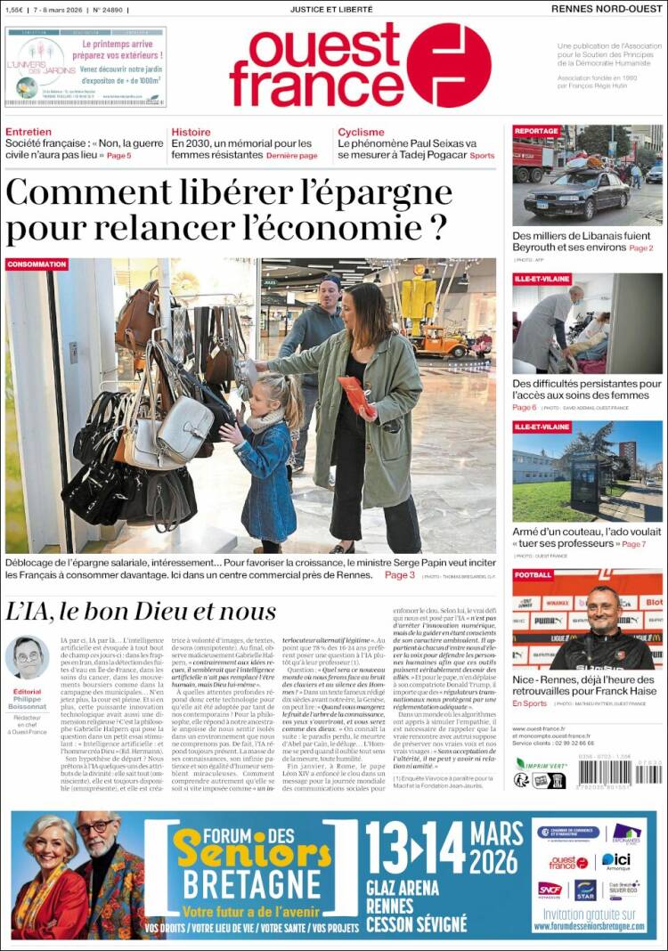 Portada de Ouest France (France)