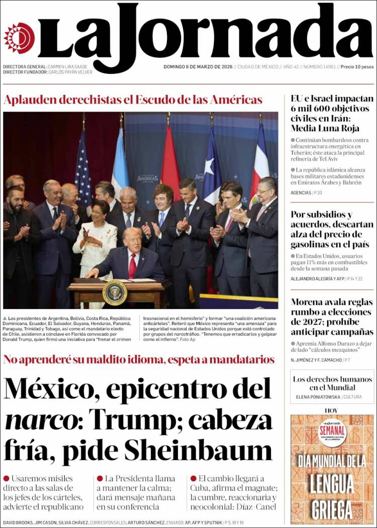 Portada de La Jornada (Mexique)