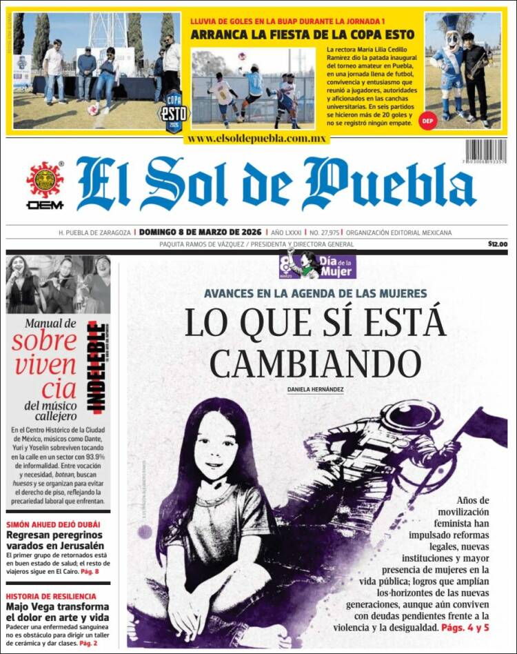 Portada de El Sol de Puebla (Mexique)