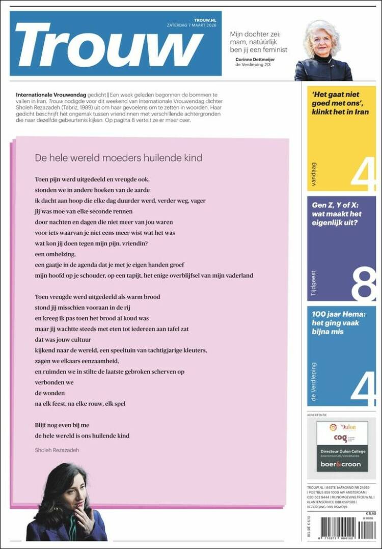 Portada de Trouw (Pays-Bas)