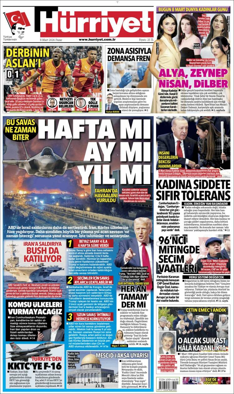 Portada de Hürriyet (Turquie)