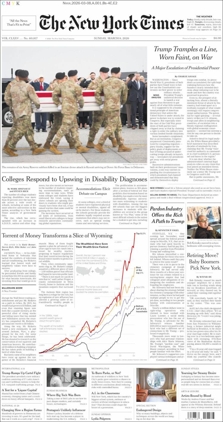 Portada de New York Times (&Eacute;tats-Unis)