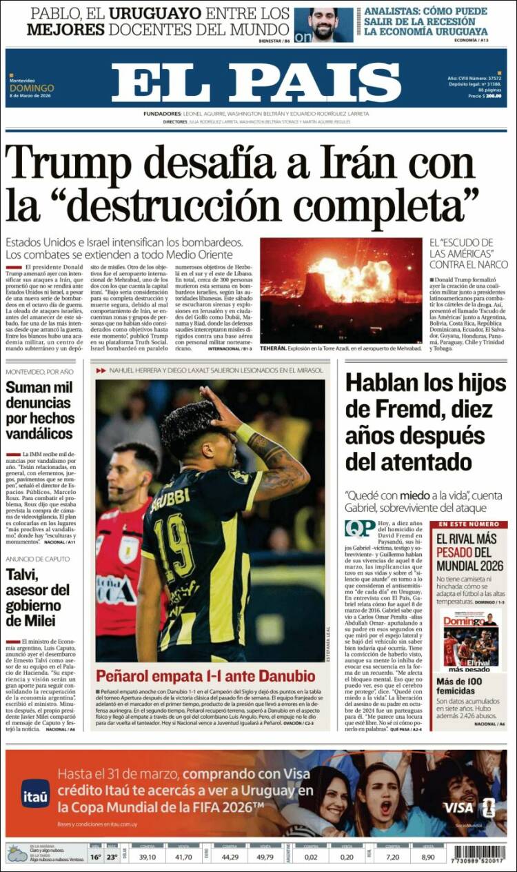 Portada de El País (Uruguay)